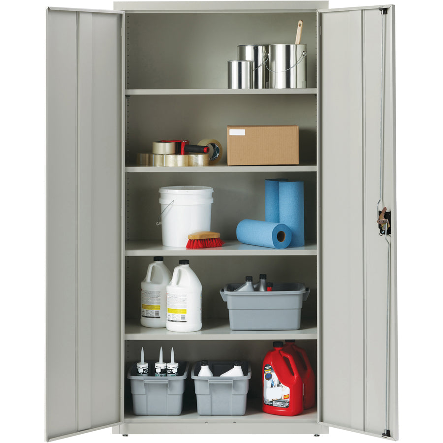 Lorell Fortress Series Storage Cabinet - 36" Width x 18" Depth x 72" Height - 5 x Shelf(ves) - Recessed Locking Handle, Hinged Door, Durable - Light Gray - Powder Coated - Steel - Recycled