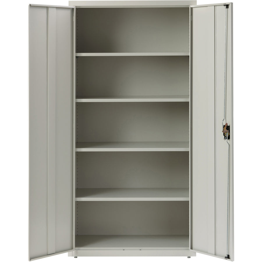 Lorell Fortress Series Storage Cabinet - 36" Width x 18" Depth x 72" Height - 5 x Shelf(ves) - Recessed Locking Handle, Hinged Door, Durable - Light Gray - Powder Coated - Steel - Recycled