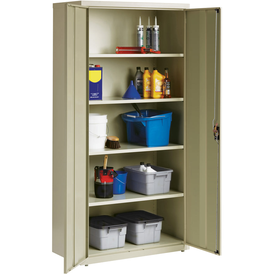Lorell Fortress Series Storage Cabinet - 36" Width x 18" Depth x 72" Height - 5 x Shelf(ves) - Recessed Locking Handle, Hinged Door, Durable - Putty - Powder Coated - Steel - Recycled