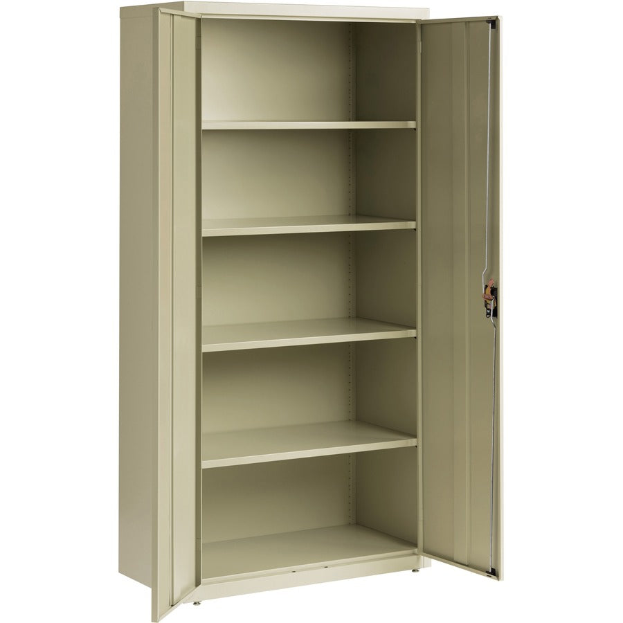 Lorell Fortress Series Storage Cabinet - 36" Width x 18" Depth x 72" Height - 5 x Shelf(ves) - Recessed Locking Handle, Hinged Door, Durable - Putty - Powder Coated - Steel - Recycled