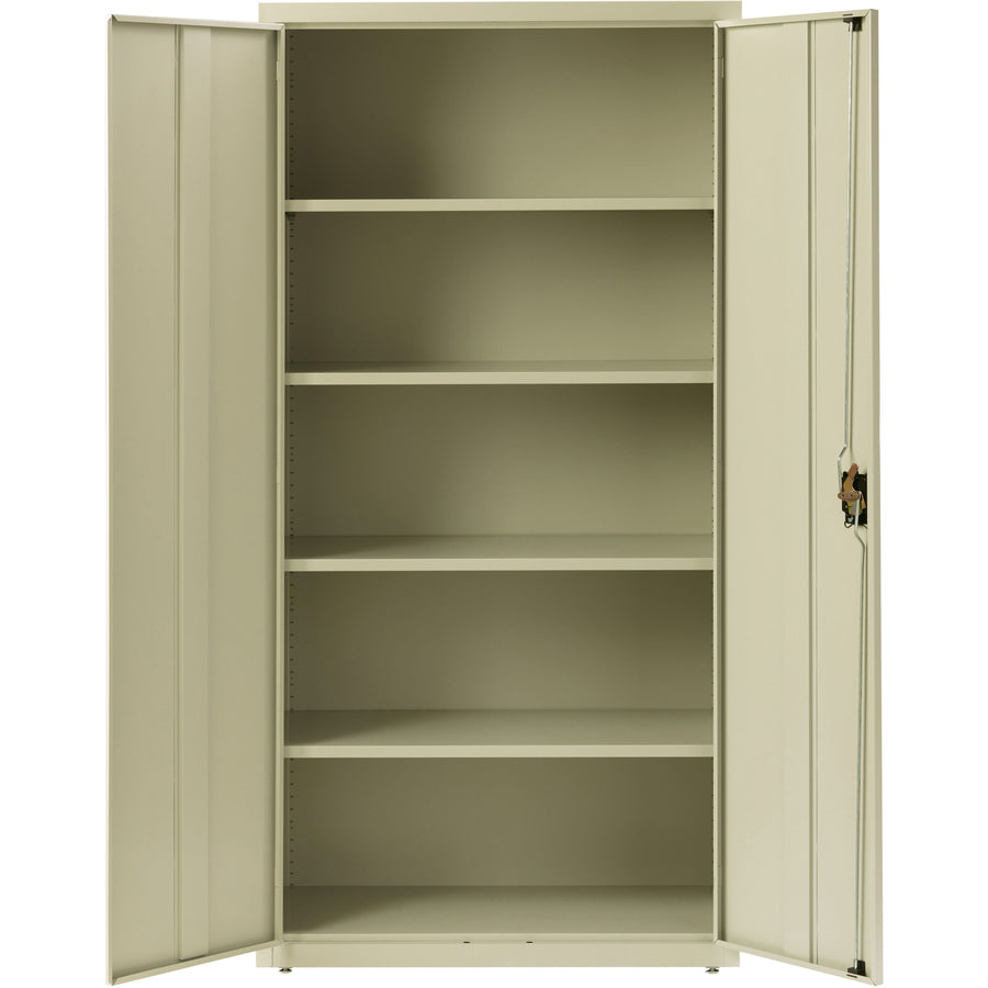 Lorell Fortress Series Storage Cabinet - 36" Width x 18" Depth x 72" Height - 5 x Shelf(ves) - Recessed Locking Handle, Hinged Door, Durable - Putty - Powder Coated - Steel - Recycled
