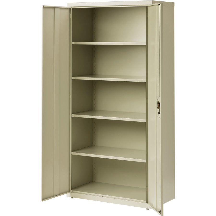 Lorell Fortress Series Storage Cabinet - 36" Width x 18" Depth x 72" Height - 5 x Shelf(ves) - Recessed Locking Handle, Hinged Door, Durable - Putty - Powder Coated - Steel - Recycled