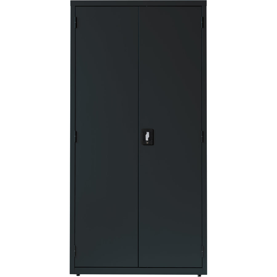 Lorell Fortress Series Storage Cabinet - 36" Width x 18" Depth x 72" Height - 5 x Shelf(ves) - Recessed Locking Handle, Hinged Door, Durable - Black - Powder Coated - Steel - Recycled