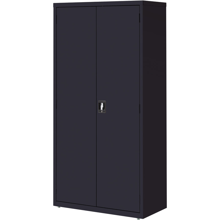 Lorell Fortress Series Storage Cabinet - 36" Width x 18" Depth x 72" Height - 5 x Shelf(ves) - Recessed Locking Handle, Hinged Door, Durable - Black - Powder Coated - Steel - Recycled