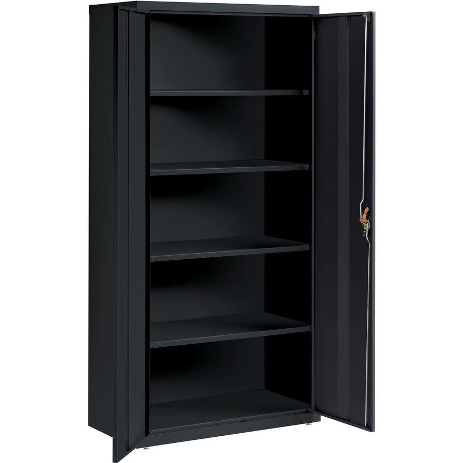 Lorell Fortress Series Storage Cabinet - 36" Width x 18" Depth x 72" Height - 5 x Shelf(ves) - Recessed Locking Handle, Hinged Door, Durable - Black - Powder Coated - Steel - Recycled