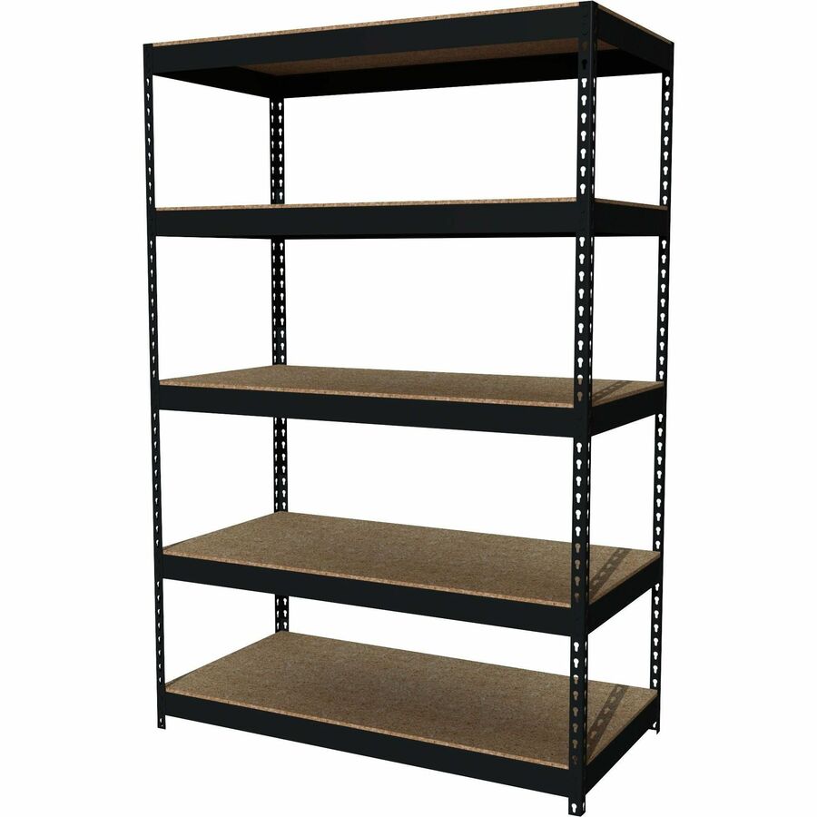 Lorell Fortress Riveted Shelving - 5 Shelf(ves) - 72" Height x 48" Width x 24" Depth - Rust Resistant - 28% Recycled - Black - Steel - 1 Each
