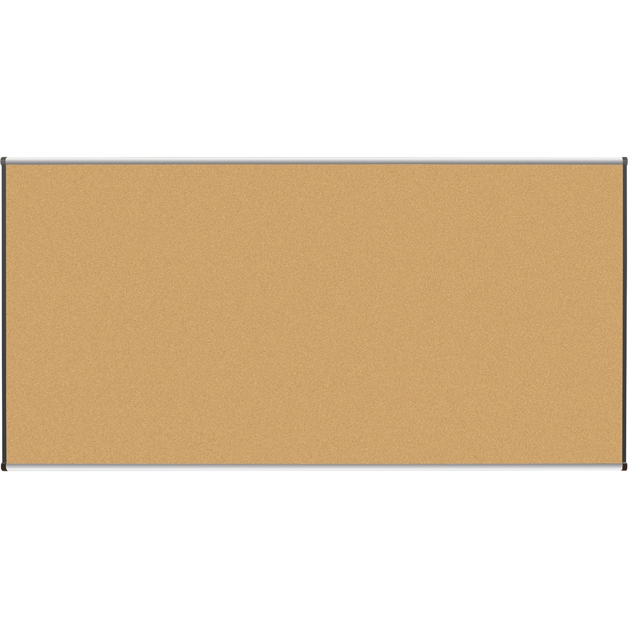 Lorell Satin-Finish Bulletin Board - 96" Board Height x 48" Board Width - Natural Cork Surface - Durable, Self-healing - Silver Anodized Aluminum Frame - 1 Each