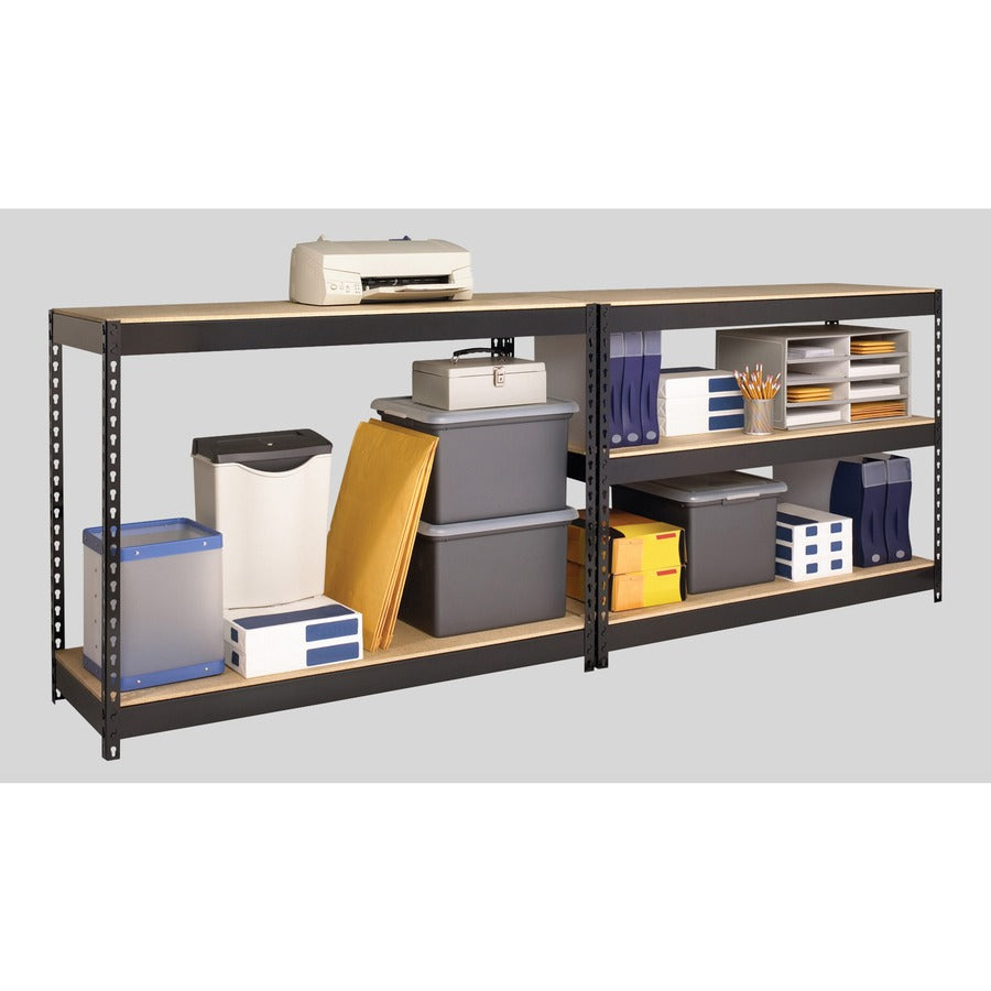 Lorell Fortress Riveted Shelving - 5 Compartment(s) - 5 Shelf(ves) - 72" Height x 48" Width x 18" Depth - Heavy Duty, Rust Resistant - 28% Recycled - Powder Coated - Black - Steel - 1 Each