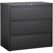 Lorell Fortress Series Lateral File - 42" Width x 18.6" Depth x 40.3" Height - 3 x Drawer(s) for File - Letter, Legal, A4 - Lateral - Locking Drawer, Magnetic Label Holder, Ball-bearing Suspension, Leveling Glide - Black - Steel - Recycled