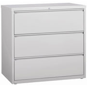 Lorell Fortress Series Lateral File - 42" Width x 18.6" Depth x 40.3" Height - 3 x Drawer(s) for File - Letter, Legal, A4 - Lateral - Locking Drawer, Magnetic Label Holder, Ball-bearing Suspension, Leveling Glide - Light Gray - Steel - Recycled