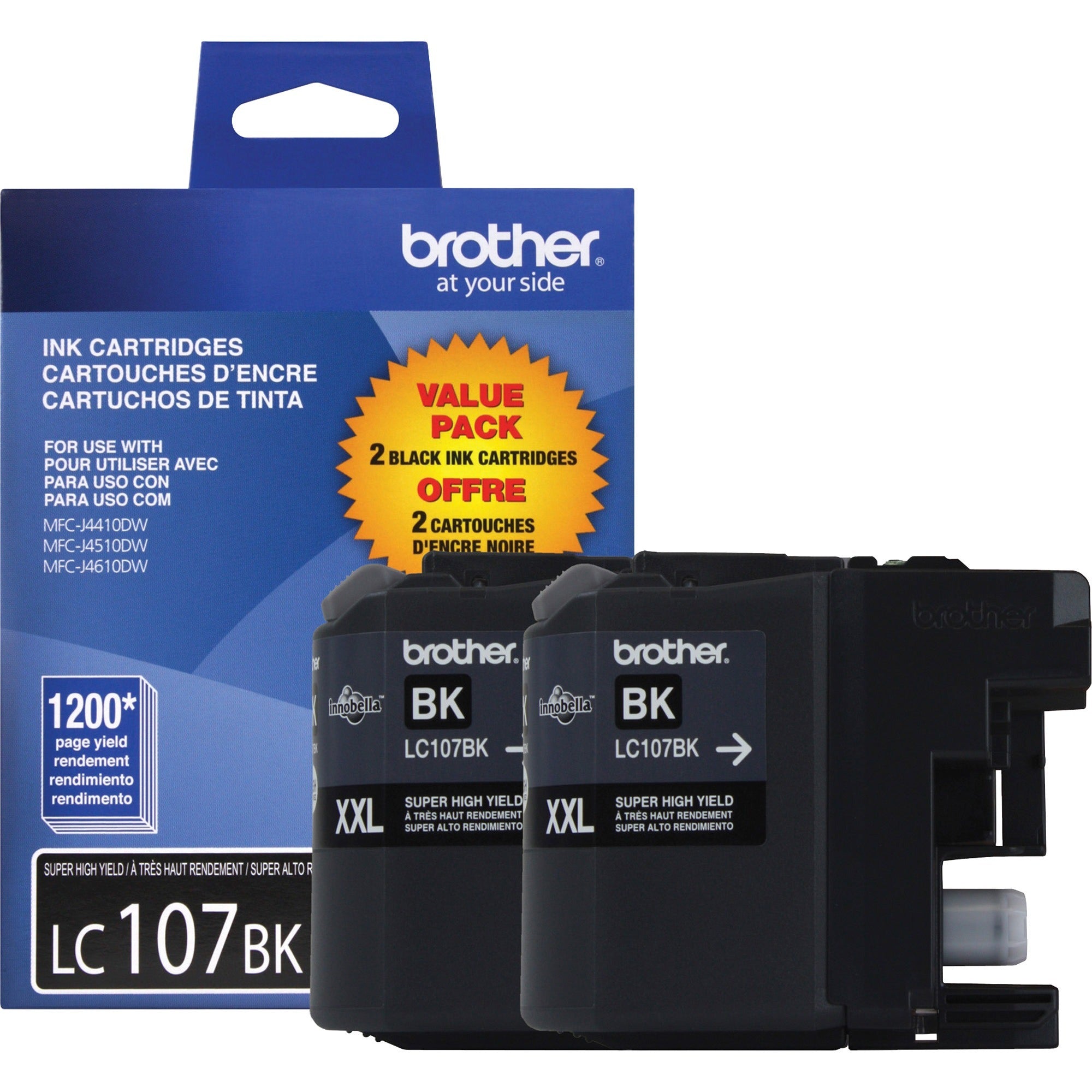 Brother Innobella LC1072PKS Original High Yield Inkjet Ink Cartridge - Black - 2 / Pack