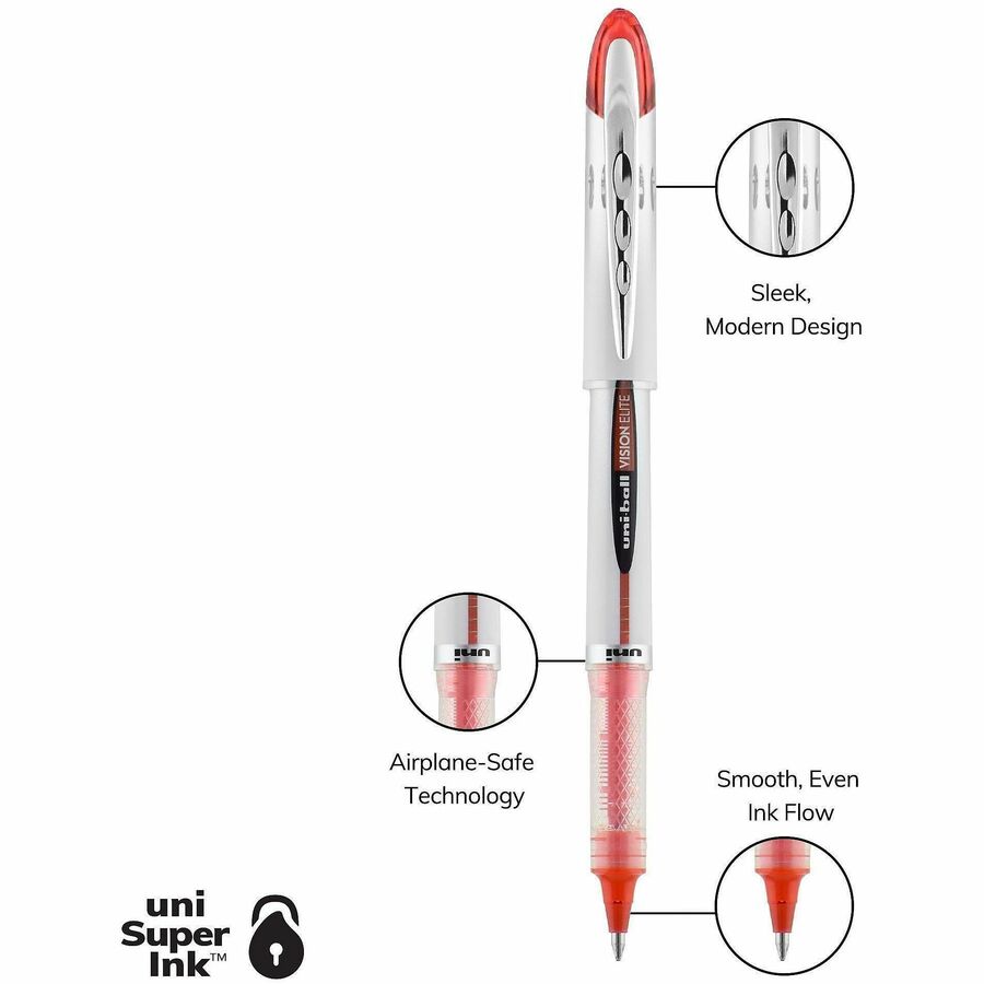uniball™ Vision Elite Rollerball Pen - 0.8 mm Bold Pen Point - Refillable - Blue, Red, Green, Violet Ink - Pigment-based - 4 / Pack