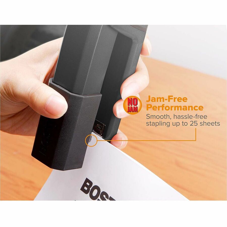 Bostitch Epic Antimicrobial Office Stapler - Staples Upto 25 Sheet - Holds Upto 210 Staple - Full Strip - Staple Size: 0.25" - Black - Metal - 1 Each