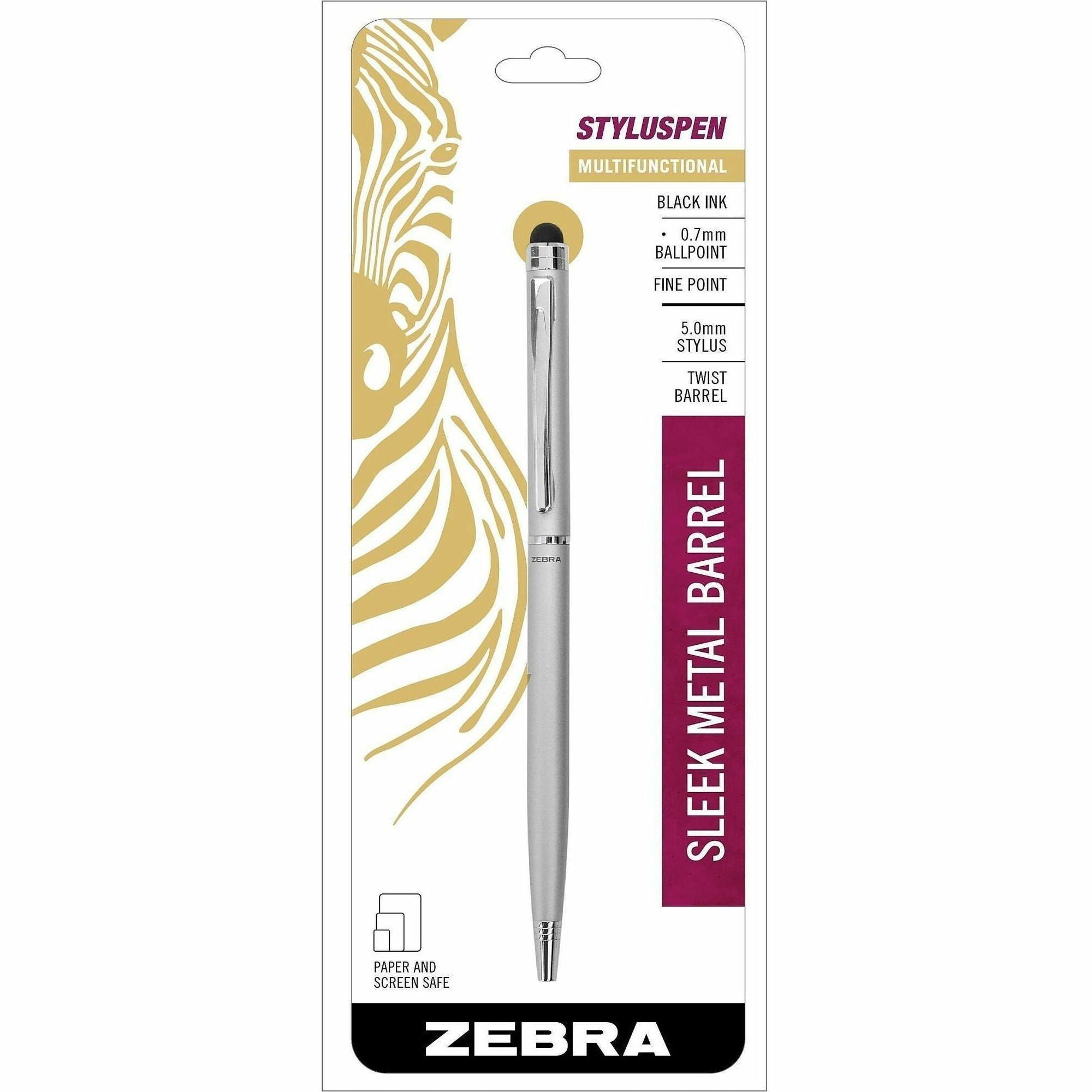 Integrated Writing Pen - 1 - 0.24" - Metal - Silver - Tablet Device Supported