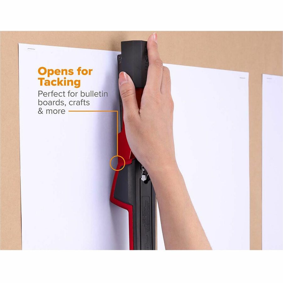 Bostitch Epic Antimicrobial Office Stapler - Staples Upto 25 Sheet - Holds Upto 210 Staple - Full Strip - Red - Metal - 1 Each