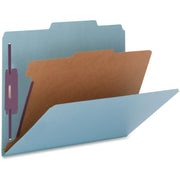Nature Saver Legal Size Blue Classification Folders, 2/5 Tab Right of Center, 1 Divider, 2" Fastener Capacity, 25 pt., 100% Recycled, 10/Box