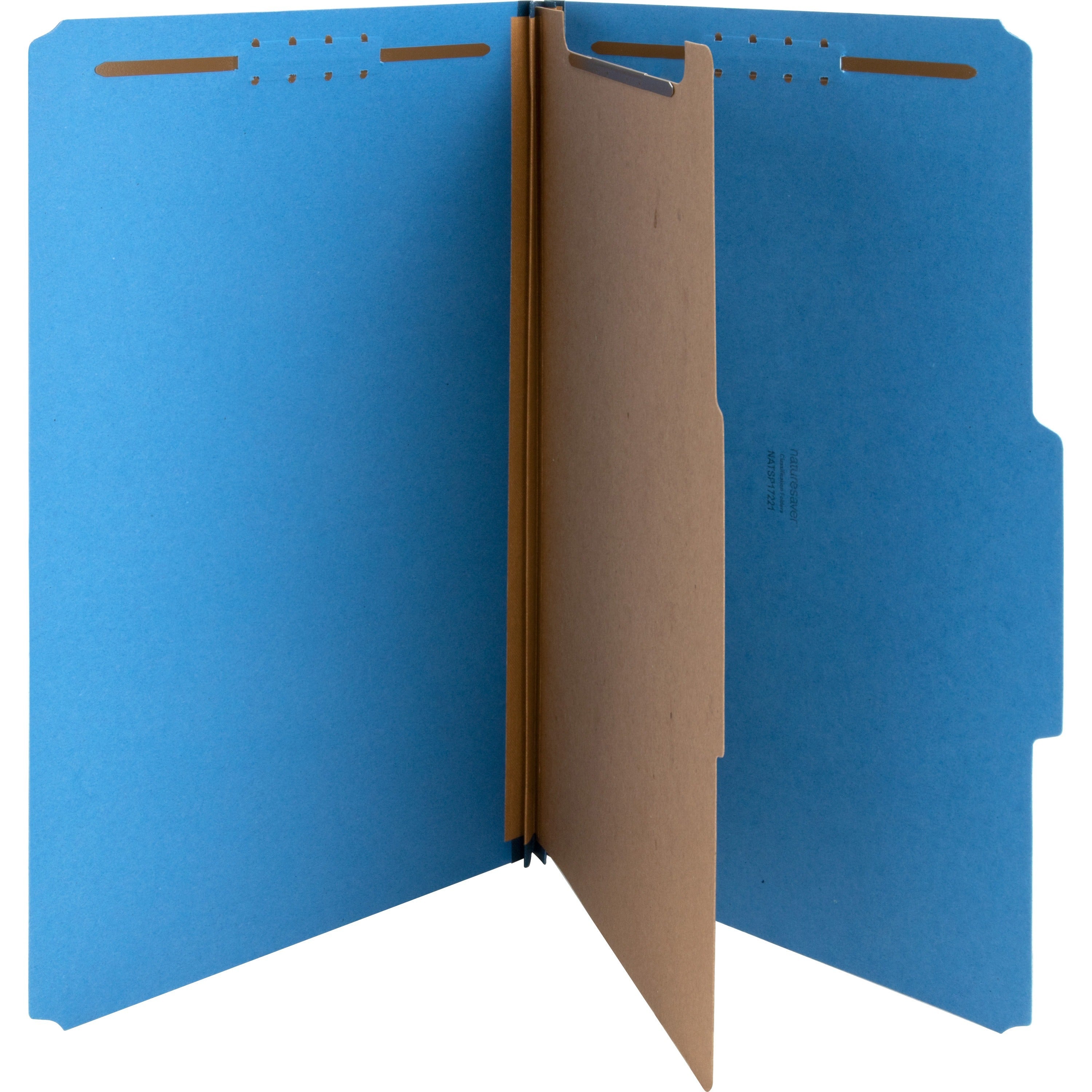 Nature Saver Legal Size Classification Folders, 2/5 Tab Right of Center, 1 Divider, 2" Fastener Capacity, 25 pt. Dark Blue, 100% Recycled, 10/Box