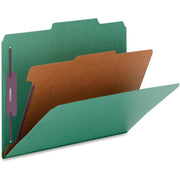 Nature Saver Legal Size 2/5 Tab Cut Recycled Classification Folders, 1 Divider, 2" Fastener Capacity, Top Tab, Green, 25 pt., 100% Recycled, 10/Box