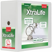 Cardinal Xtralife ClearVue Locking Slant-D Binder, 6" Capacity, 3 D-Rings, Letter Size, 1300 Sheet, 2 Pockets, White, 1 Each