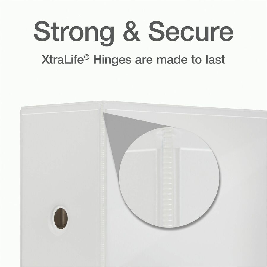 Cardinal Xtralife ClearVue Locking Slant-D Binder, 6" Capacity, 3 D-Rings, Letter Size, 1300 Sheet, 2 Pockets, White, 1 Each
