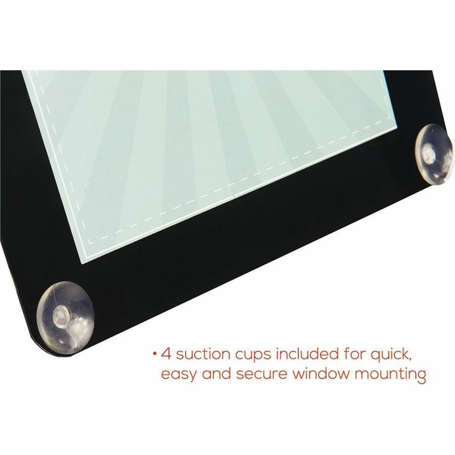 8.5" Width x 11" Height - Rectangular Shape - Glass-mountable, Window-mountable - Double Sided - UV Protected, Heat Resistant, Suction Cup - Restaurant, Door, Wall, Glass - Black - 1 Each