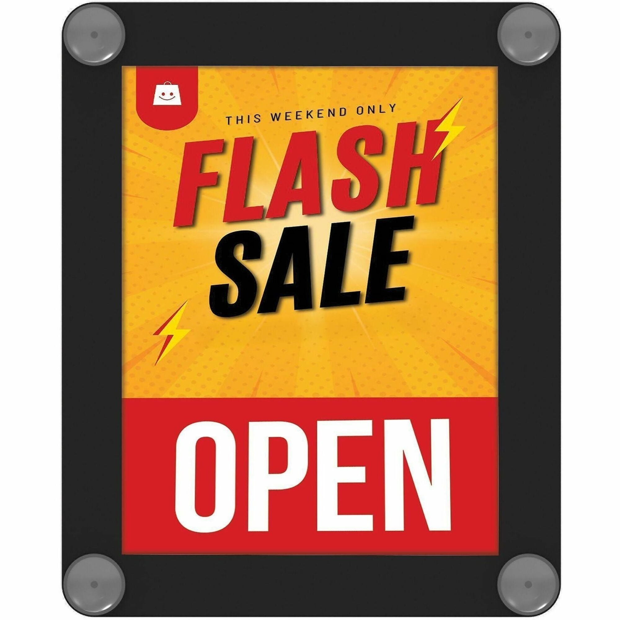 8.5" Width x 11" Height - Rectangular Shape - Glass-mountable, Window-mountable - Double Sided - UV Protected, Heat Resistant, Suction Cup - Restaurant, Door, Wall, Glass - Black - 1 Each