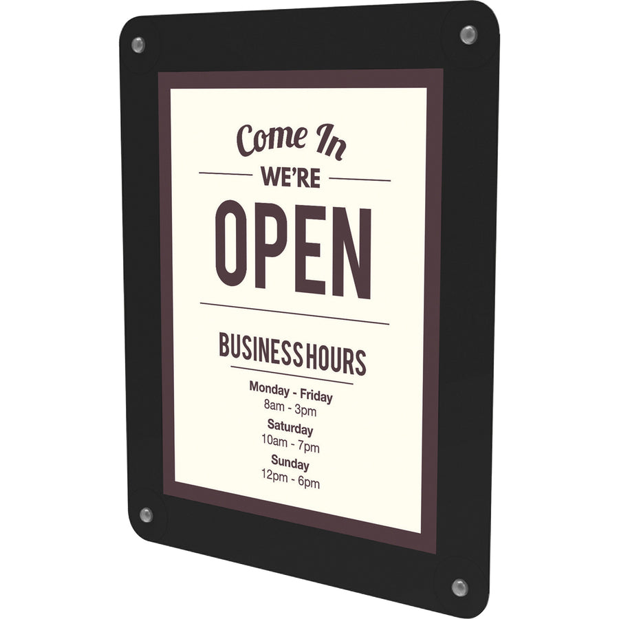 8.5" Width x 11" Height - Rectangular Shape - Glass-mountable, Window-mountable - Double Sided - UV Protected, Heat Resistant, Suction Cup - Restaurant, Door, Wall, Glass - Black - 1 Each