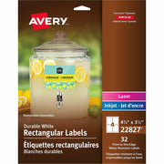 Avery&reg; Durable White Rectangle Film Labels4¾" x 3½"