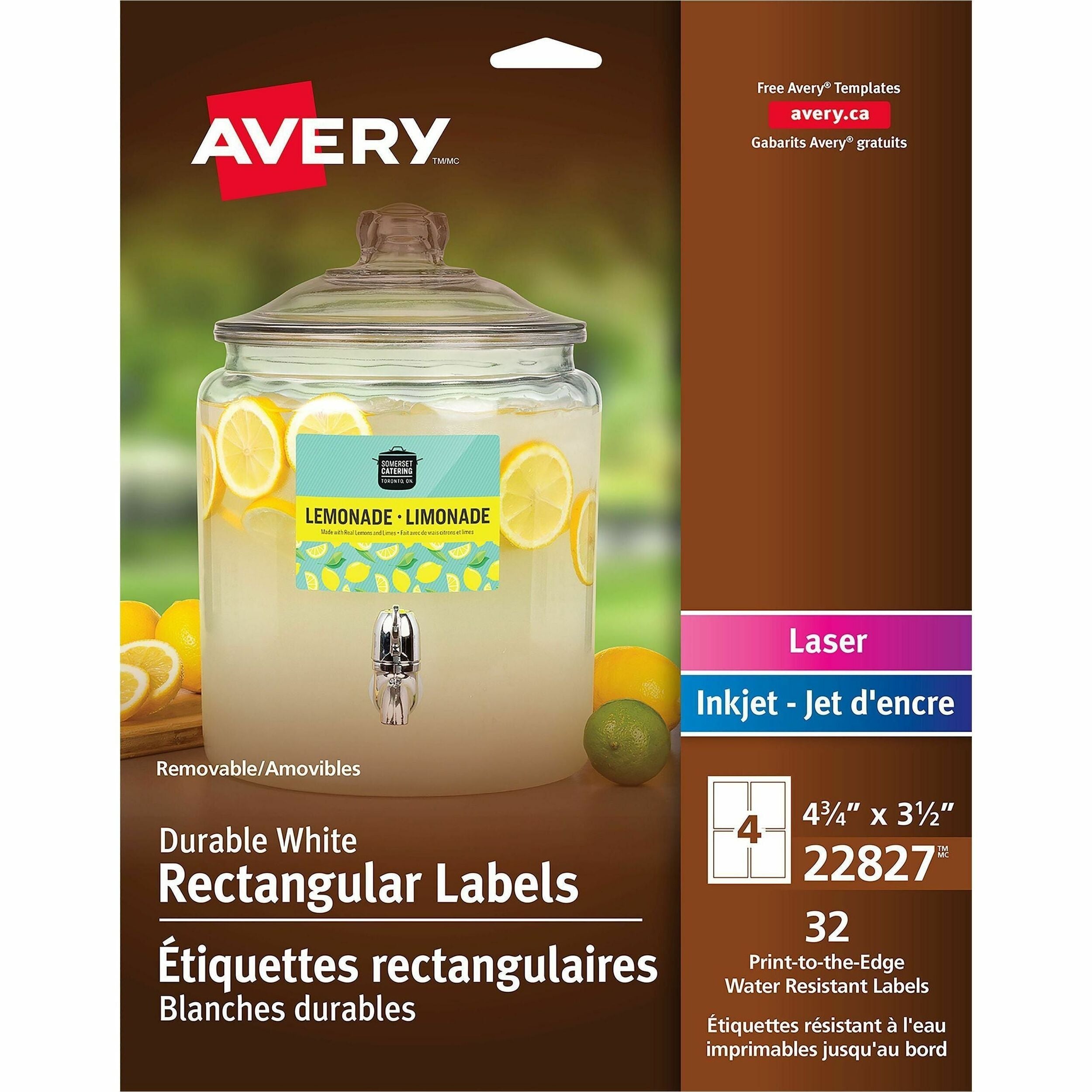 Avery&reg; Durable White Rectangle Film Labels4¾" x 3½"