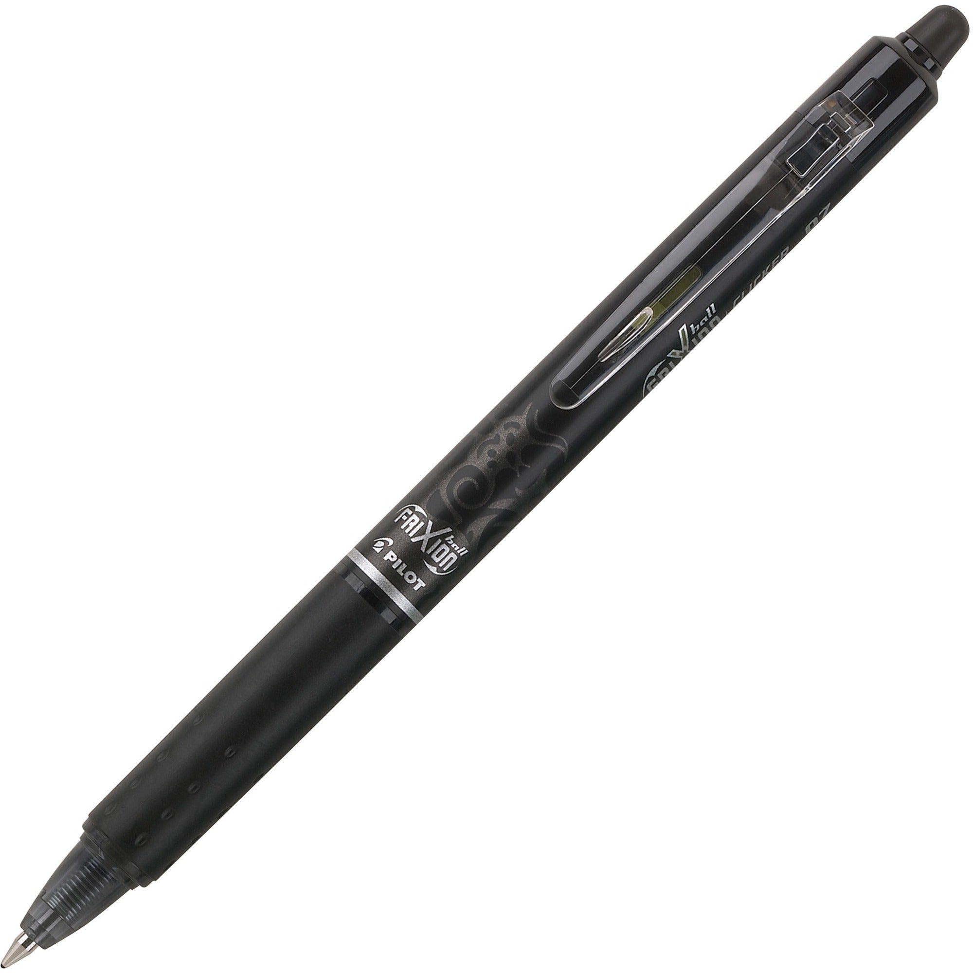 0.7 mm Fine Pen Point - Retractable - Erasable - Black Ink - Gel-based - Black Barrel - Document, Writing - 1 Dozen