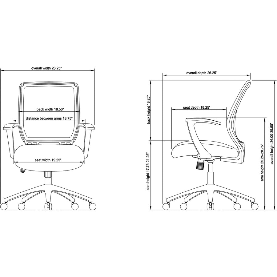Lorell Executive Mid-back Work Chair