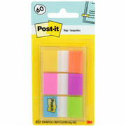 Post-it&reg; Flags - 60 - 1" Flag/Note Width x 1 3/4" Flag/Note Length - Rectangle - Unruled - Orange, Blue, Green, Pink, Yellow, Purple, Assorted - Reusable, Repositionable, Self-adhesive, Removable - Dispenser Included - 60 / Pack