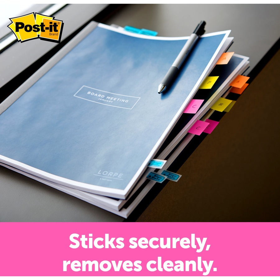 Post-it&reg; Flags - 60 - 1" Flag/Note Width x 1 3/4" Flag/Note Length - Rectangle - Unruled - Orange, Blue, Green, Pink, Yellow, Purple, Assorted - Reusable, Repositionable, Self-adhesive, Removable - Dispenser Included - 60 / Pack
