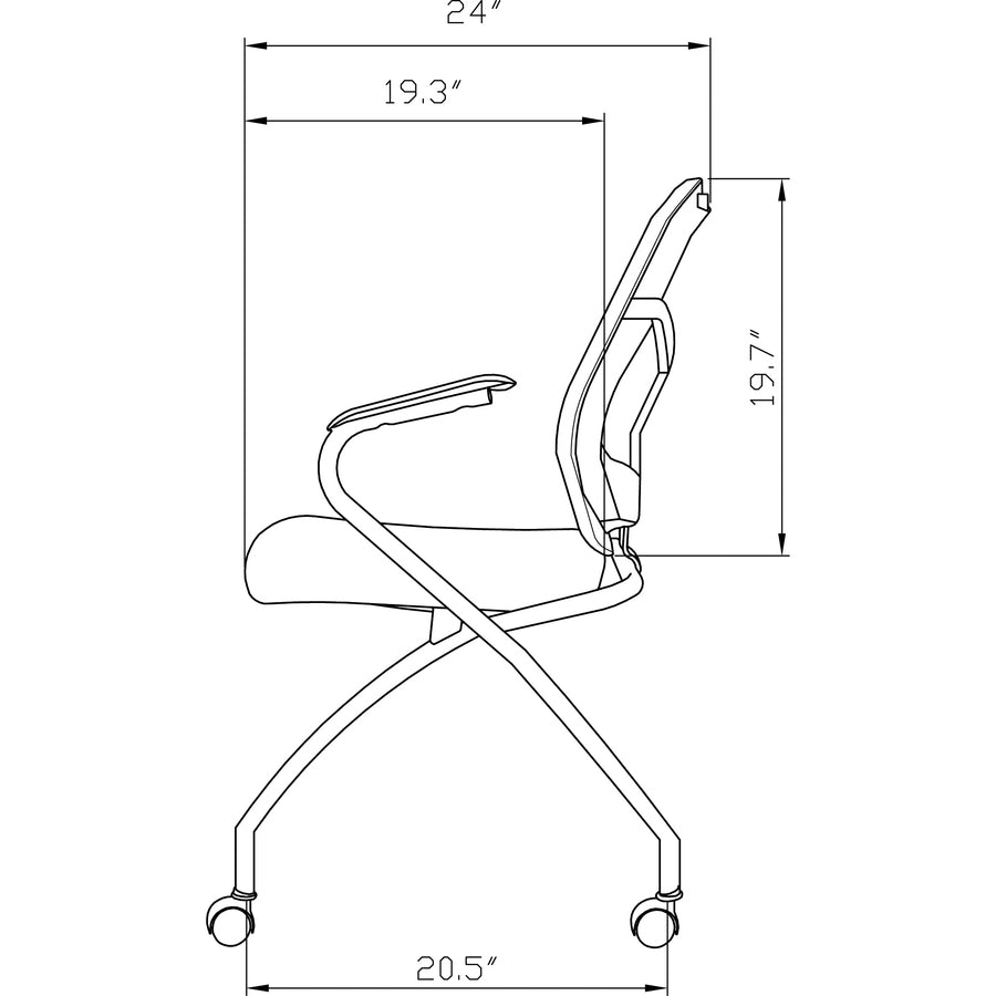 Lorell Mesh Back Nesting Training/Guest Chairs, Black, Fabric Seat, Metal Frame, Four-Legged Base, Armrests, 2 per Carton
