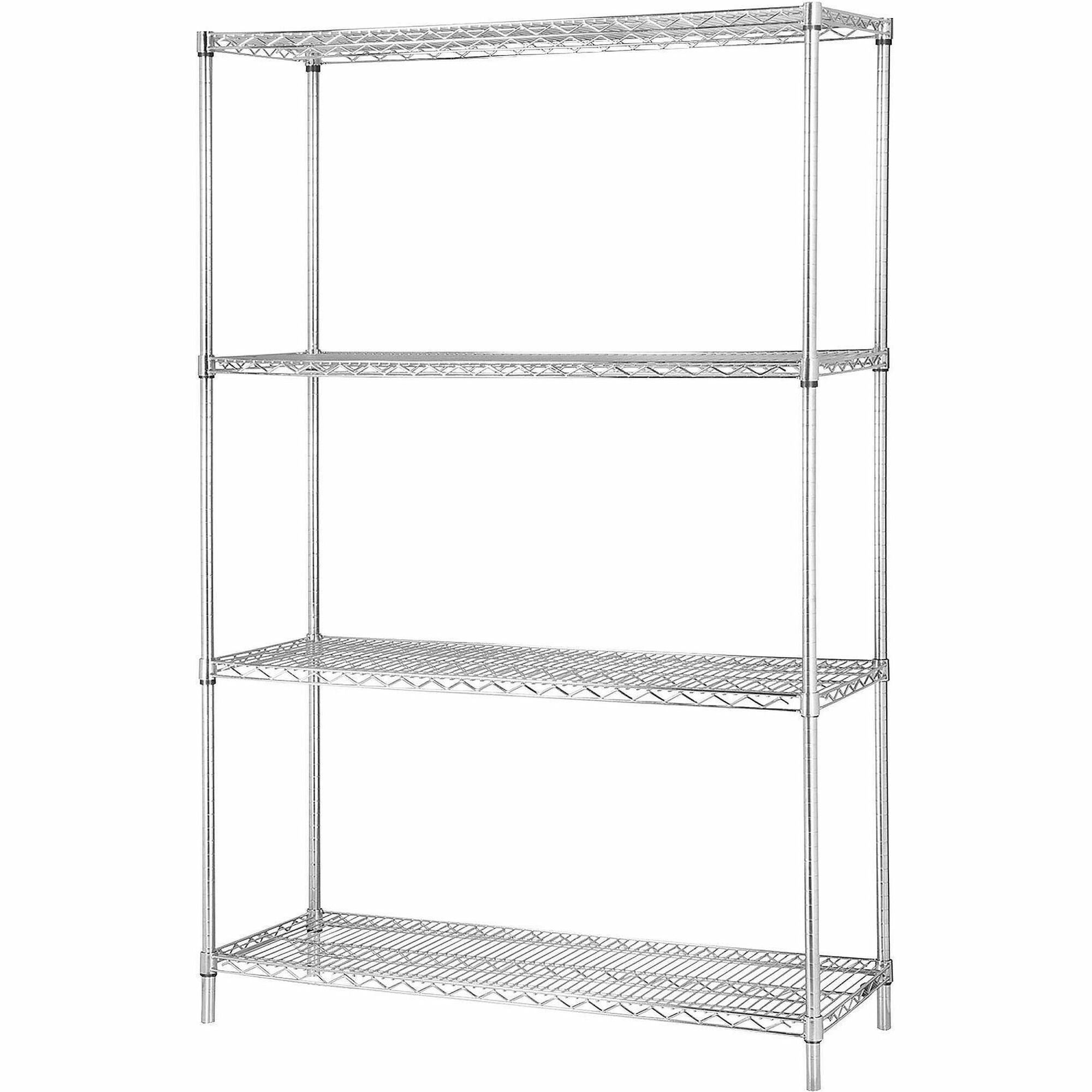 Lorell Industrial Wire Shelving - 36" Width x 24" Depth x 72" Height - Steel - Chrome - 1 Each