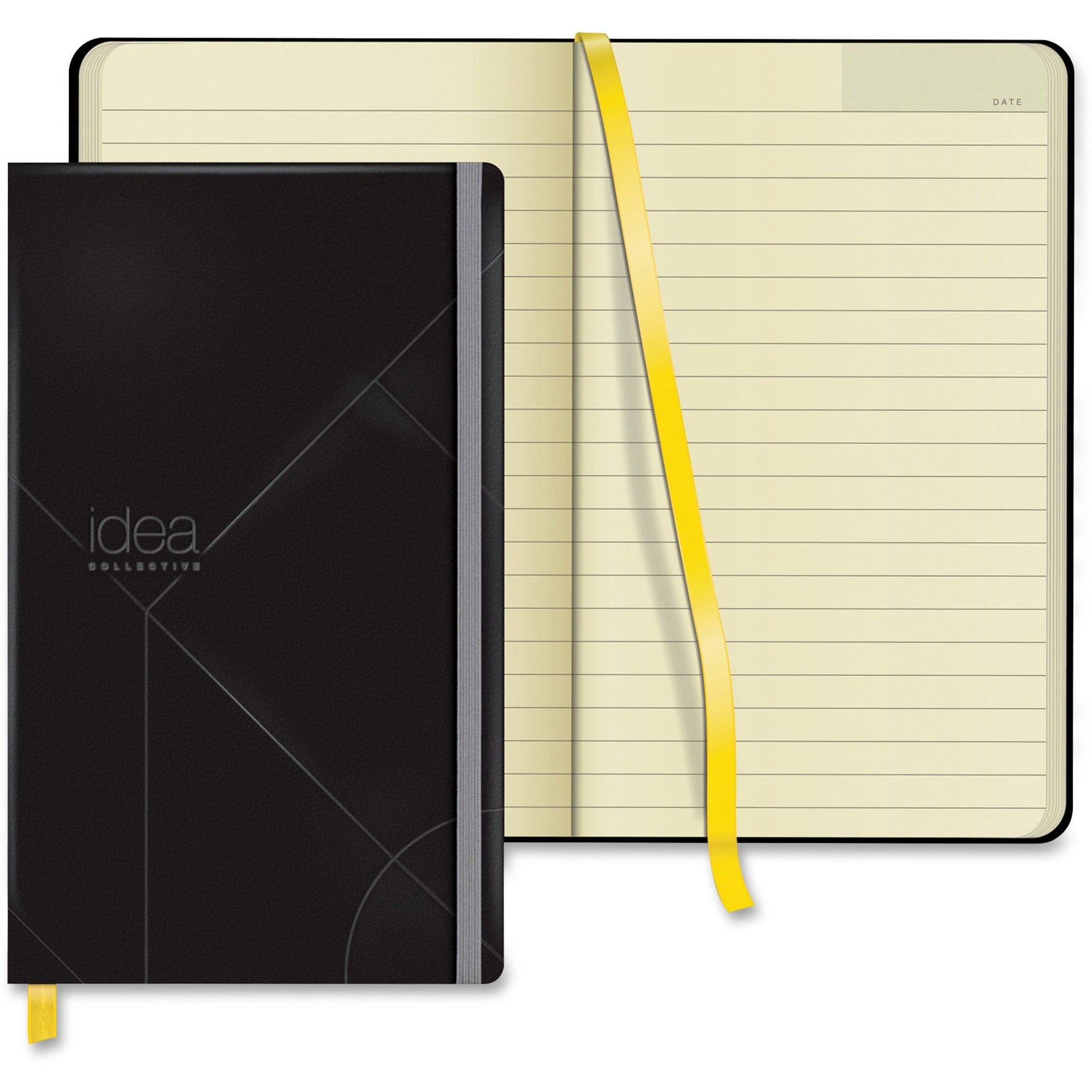 240 Sheets - Book Bound - 8 1/4" x 5" Sheet Size - 0.63" Height x 5" Width x 8.3" Length - Cream Paper - Black Cover - Durable Cover, Elastic Band, Acid-free - 1 Each