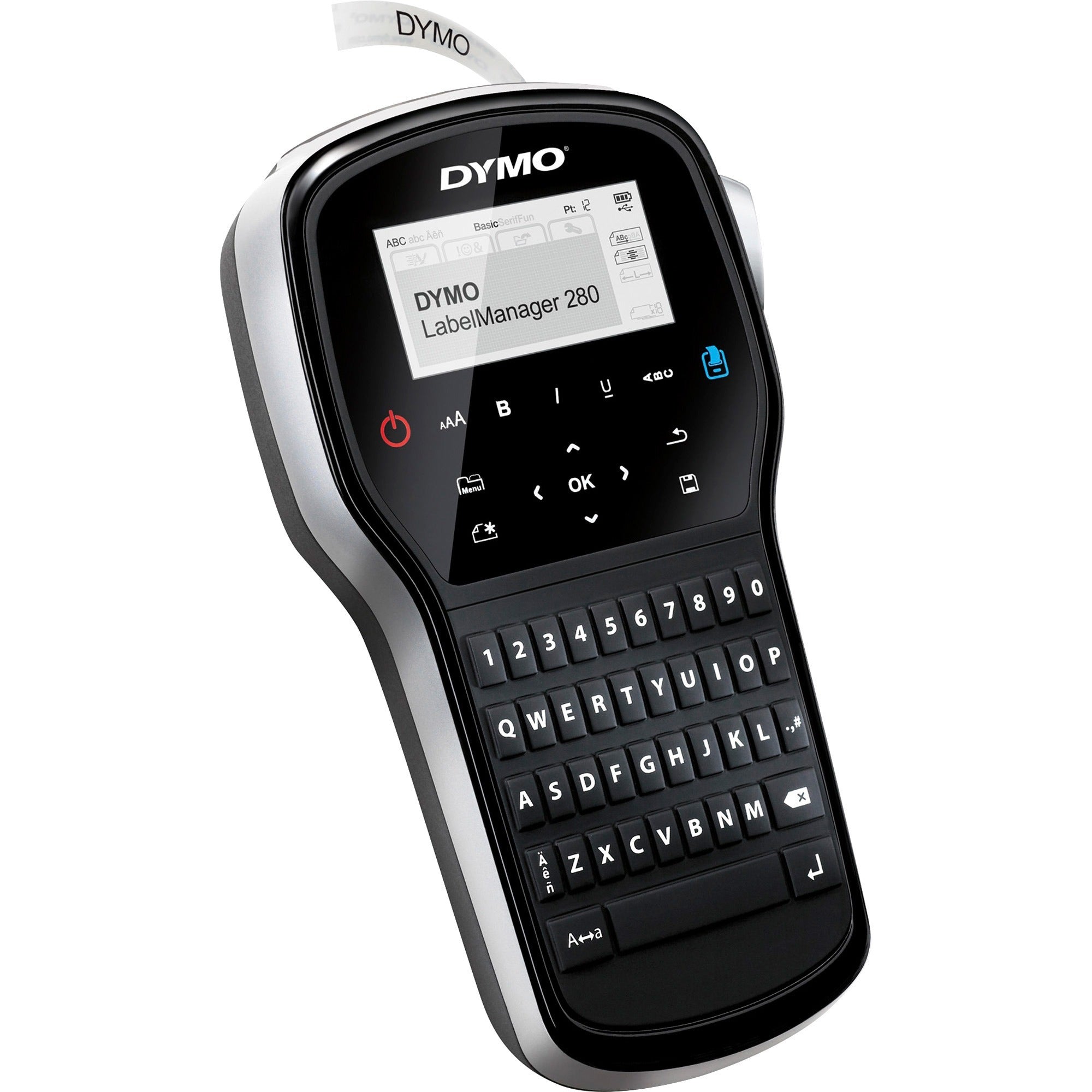 Tape, Label - 0.25" , 0.37" , 0.50" - LCD Screen - Battery - Battery Included - Silver, Black - Mac, PC - QWERTY, Underline, Auto Power Off - for Home, Office