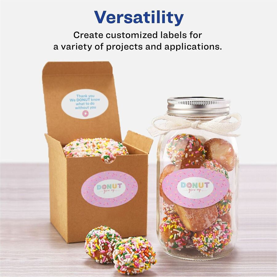 Waterproof - 2" Width x 3 21/64" Length - Permanent Adhesive - Oval - Inkjet, Laser - Glossy White - White - Paper - 8 / Sheet - 8 Total Sheets - 80 Total Label(s) - 80 / Pack