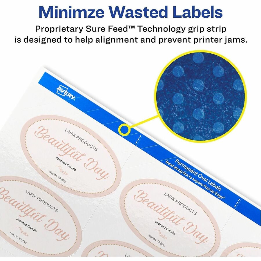Waterproof - 2" Width x 3 21/64" Length - Permanent Adhesive - Oval - Inkjet, Laser - Glossy White - White - Paper - 8 / Sheet - 8 Total Sheets - 80 Total Label(s) - 80 / Pack