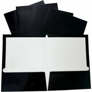 Business Source Letter Pocket Folder - 8 1/2" x 11" - 100 Sheets Capacity - 2 Internal Pocket(s) - Black - Laminated, Die-cut, Durable - 1 Box