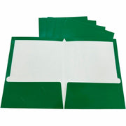 Business Source Letter Pocket Folder - 8 1/2" x 11" - 100 Sheets Capacity - 2 Internal Pocket(s) - Card Paper - Green - Durable, Laminated, Die-cut - 1 Box