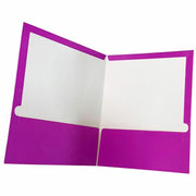 Business Source Letter Pocket Folder - 8 1/2" x 11" - 100 Sheets Capacity - 2 Internal Pocket(s) - Card Paper - Purple - Durable, Laminated, Die-cut - 1 Box