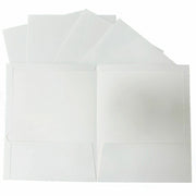 Business Source Letter Pocket Folder - 8 1/2" x 11" - 100 Sheets Capacity - 2 Internal Pocket(s) - White - Laminated, Durable, Die-cut - 1 Box