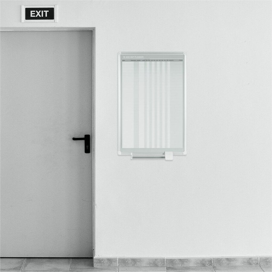 24" (2 ft) Width x 36" (3 ft) Height - White Lacquered Steel Surface - Aluminum Frame - Rectangle - Magnetic - Marker Tray - 1 Each