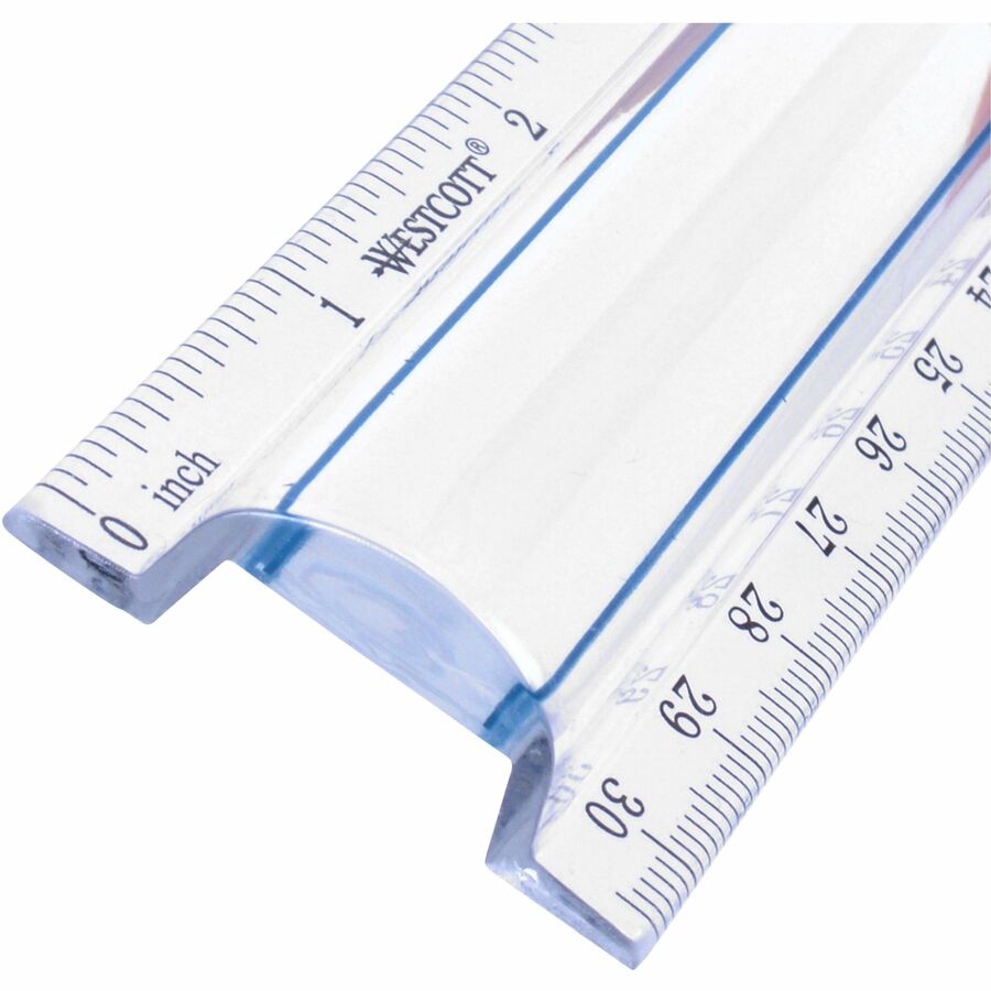 12" Length - 1/16 Graduations - Imperial, Metric Measuring System - Glass - Clear - 1 Each