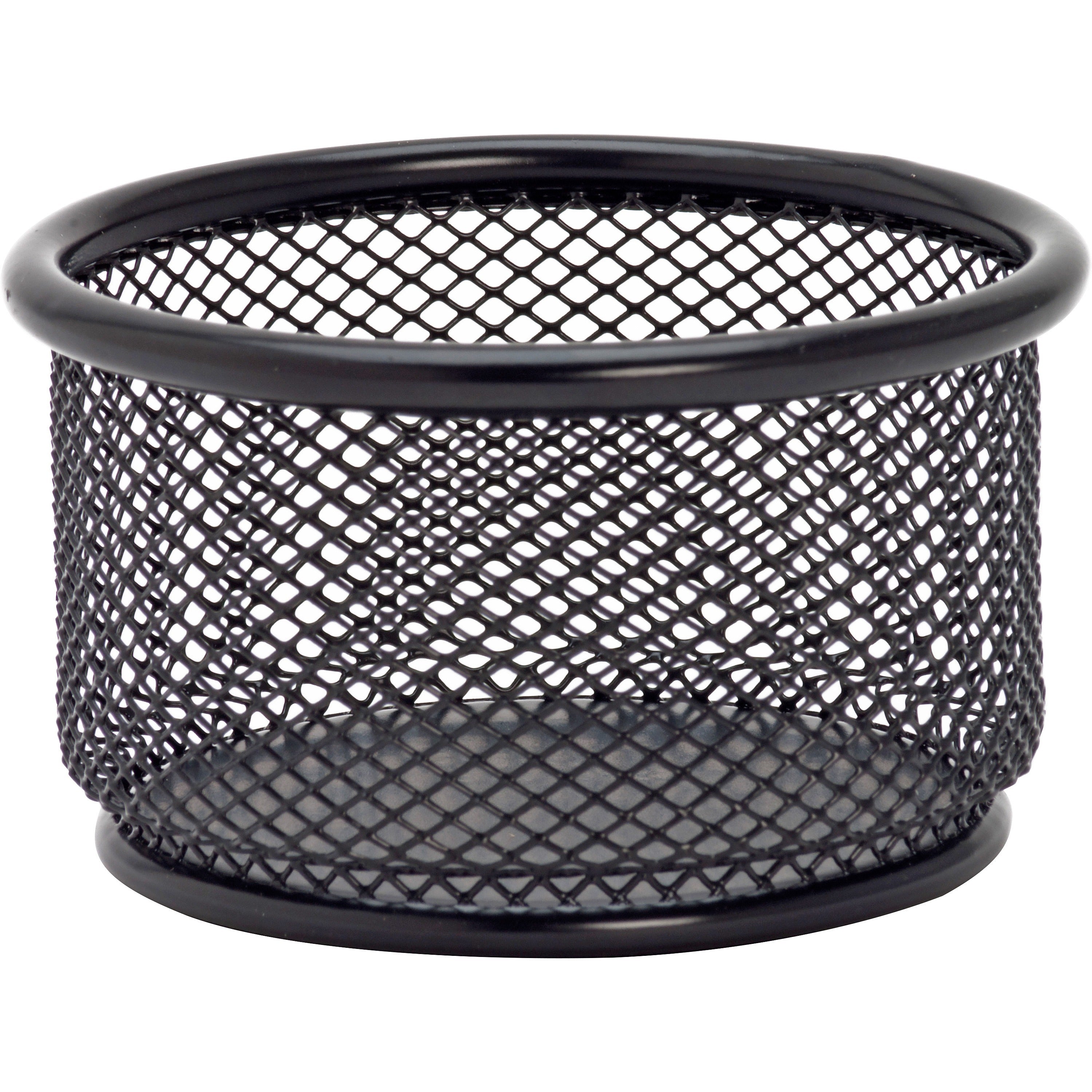 Lorell Mesh Wire Pencil Cup Holder - 3.8" Height x 2.1" Width - Steel - Black - 1 Each