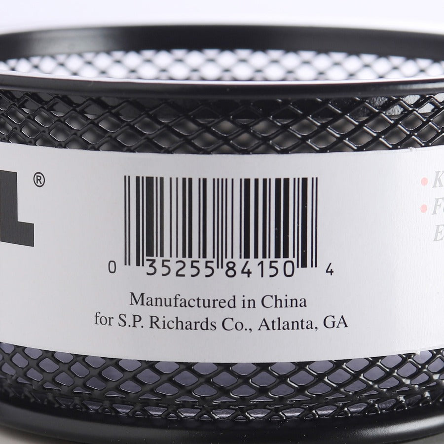 Lorell Mesh Wire Pencil Cup Holder - 3.8" Height x 2.1" Width - Steel - Black - 1 Each