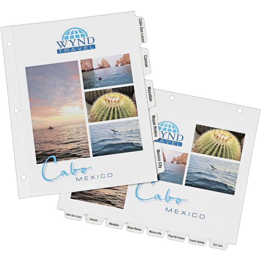 5 x Divider(s) - Print-on Tab(s) - 5 - 5 Tab(s)/Set - 8.5" Divider Width x 11" Divider Length - 3 Hole Punched - White Paper Divider - White Paper Tab(s) - 20% - Printable, Hole-punched, Customizable, PVC-free, Chlorine-free - 1 / Set