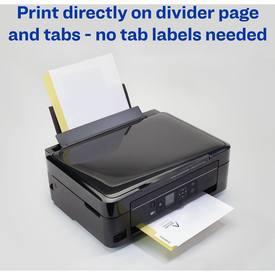 Avery&reg; Customizable Print-On Dividers - 125 x Divider(s) - Print-on Tab(s) - 5 - 5 Tab(s)/Set - 8.5" Divider Width x 11" Divider Length - 3 Hole Punched - White Paper Divider - White Paper Tab(s) - 20% Recycled - 1 Box