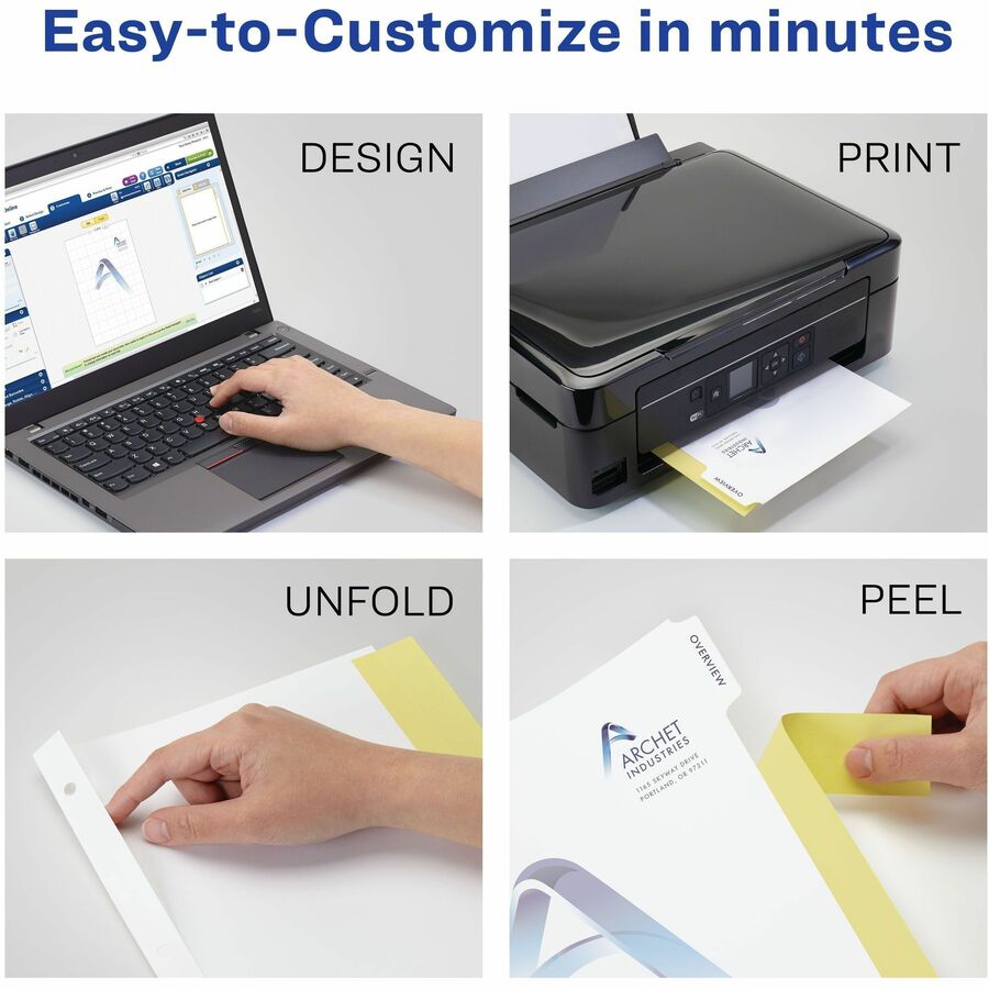 Avery Customizable Print-On Dividers, 25 Dividers, 5 Tabs/Set, 8.5" x 11", 3-Hole Punched, White Paper, Printable, PVC-free, Chlorine-free, 1 Pack